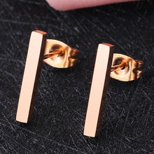 Load image into Gallery viewer, Rose Gold T Bar Stud Earrings
