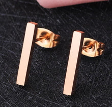 Load image into Gallery viewer, Rose Gold T Bar Stud Earrings