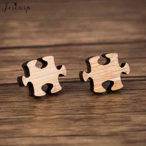 Geometric Puzzle Wooden Earrings