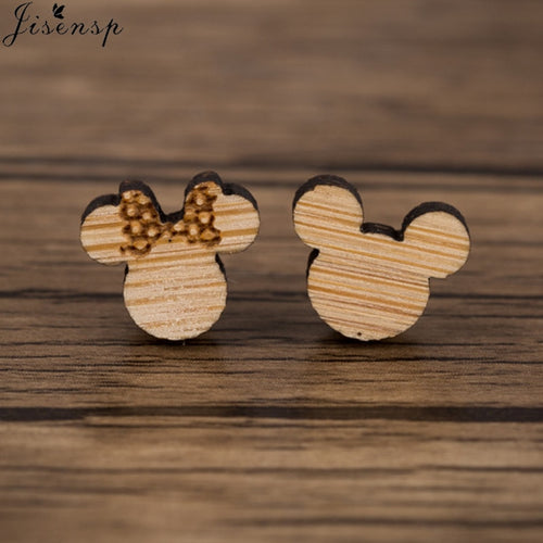Cute Wooden Micky Minnie Earrings